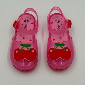 Cute Cat & Jack Pink Cherry and Hearts Kids Jelly Sandals